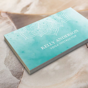 Carte De Visite Instructeur de yoga Elégant aquarelle Lotus Mandal