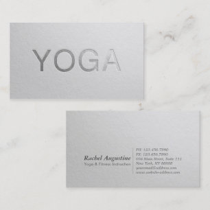 Carte De Visite Instructeur de Yoga en argent blanc minimum