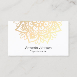 Carte De Visite Instructeur de yoga en or Mandala