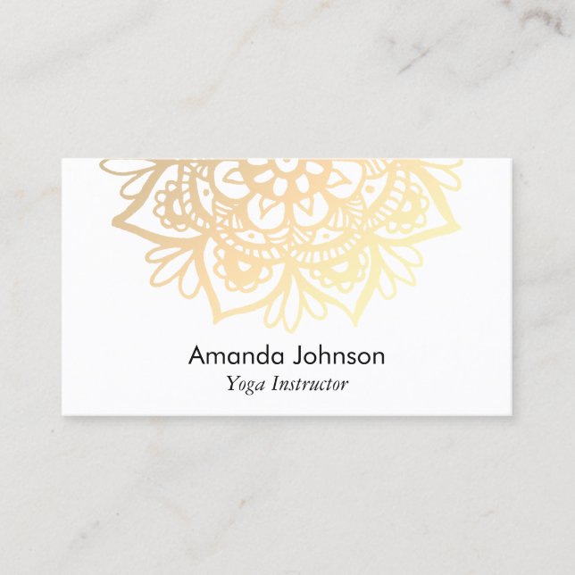 Carte De Visite Instructeur de yoga en or Mandala (Devant)