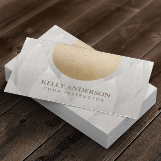 Carte De Visite Instructeur de Yoga Gold Circle Lotus Floral Linen