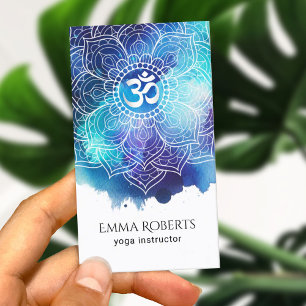 Carte De Visite Instructeur de yoga Indigo Aquarelle Mandala Namas