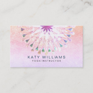 Carte De Visite Instructeur de Yoga Lotus Fleur Aquarelle rose