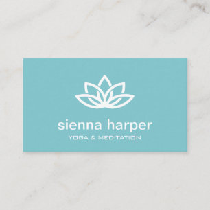 Carte De Visite Instructeur de Yoga Lotus Fleur Turquoise