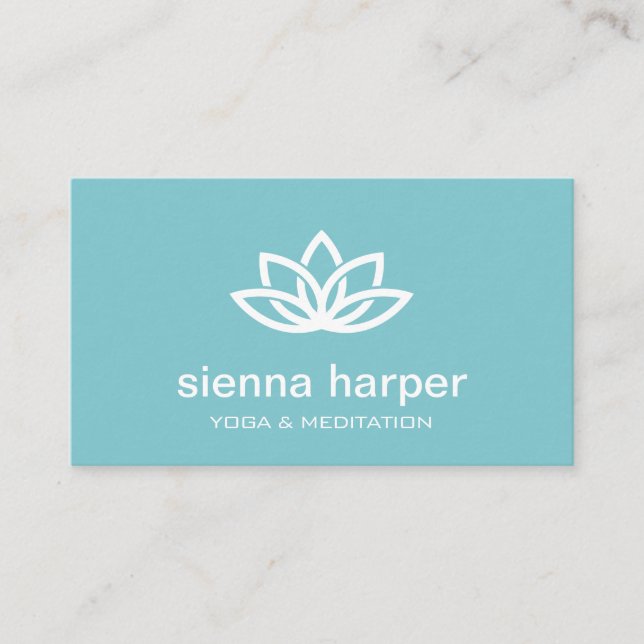 Carte De Visite Instructeur de Yoga Lotus Fleur Turquoise (Devant)