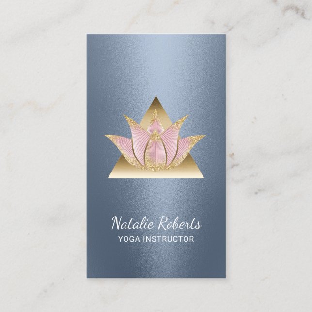Carte De Visite Instructeur de Yoga Lotus Flower Gold Triangle (Devant)