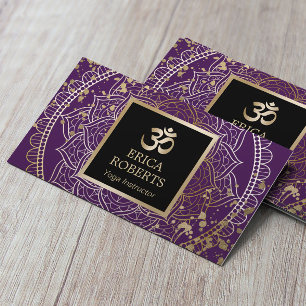 Carte De Visite Instructeur de Yoga Mandala Modern Gold & Purple