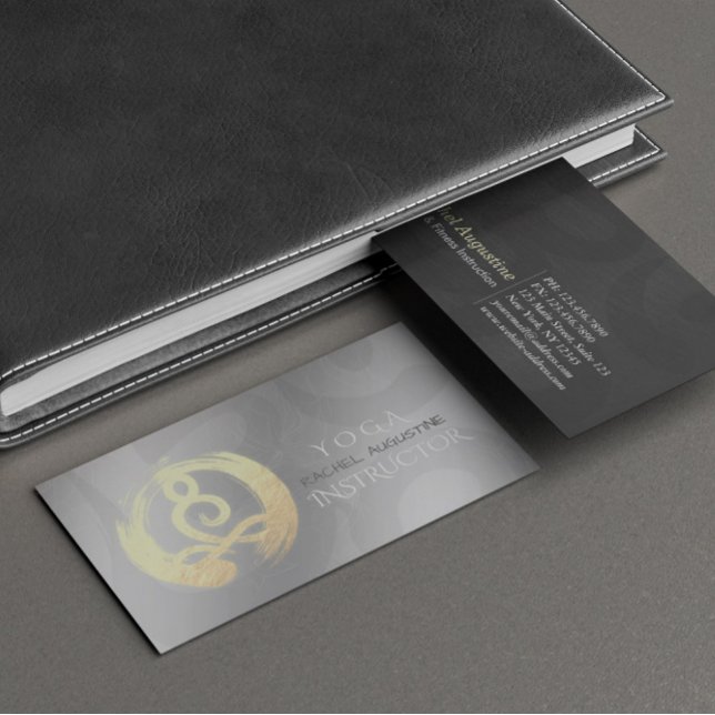 Carte De Visite Instructeur de Yoga méditation d'or en argent Pose (Créateur téléchargé)