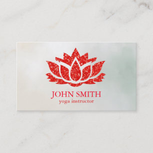 Carte De Visite Instructeur de Yoga minimaliste Noir Rouge Lotus