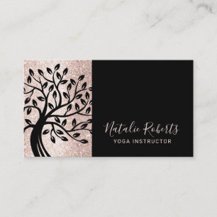 Carte De Visite Instructeur de yoga Moderne Blush Rose Black Life 