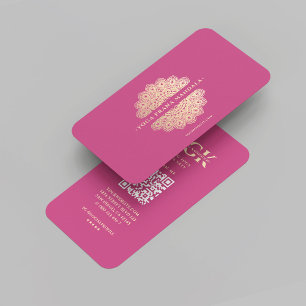 Carte De Visite Instructeur de Yoga moderne Monogramme Pink Gold M