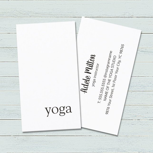 Carte De Visite Instructeur de Yoga noir blanc minimal (Créateur téléchargé)