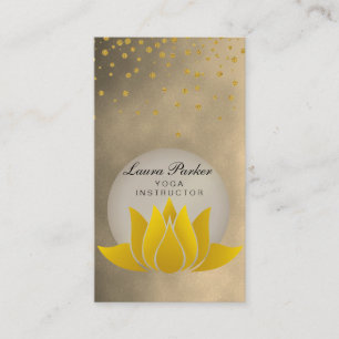 Carte De Visite Instructeur de Yoga Noir Or Lotus Flower Holistic 