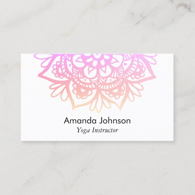 Carte De Visite Instructeur de Yoga Pastel Mandala (Devant)
