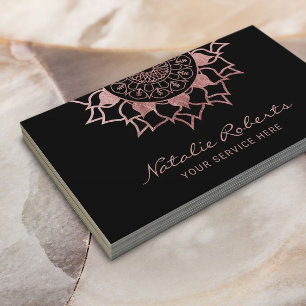 Carte De Visite Instructeur de yoga Rose Gold Mandala Flower