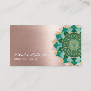 Carte De Visite Instructeur de yoga Rose Turquoise Fleur Mandala G
