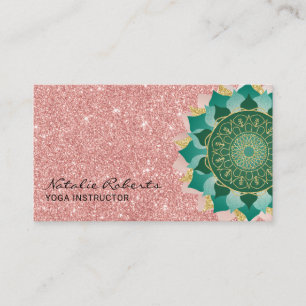 Carte De Visite Instructeur de yoga Rose Turquoise Parties scintil
