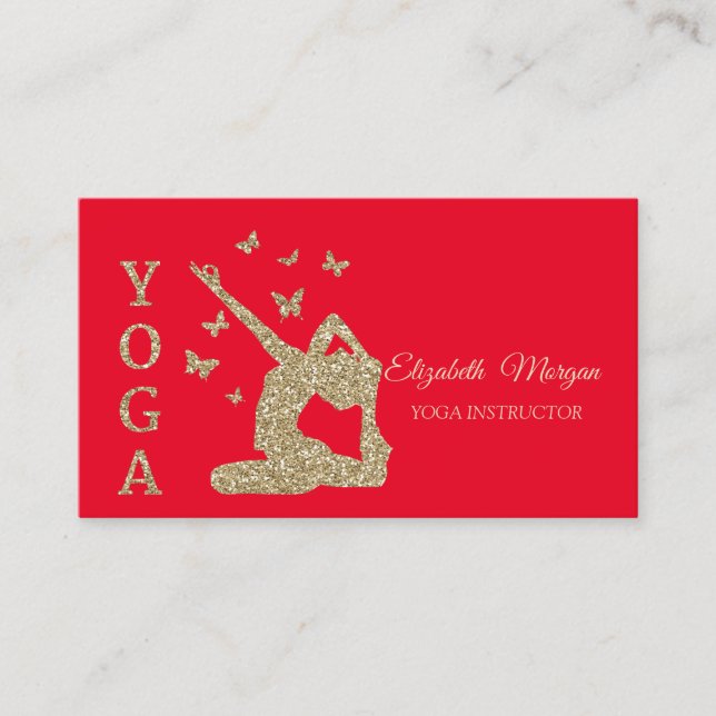 Carte De Visite Instructeur de yoga, Rouge, Parties scintillant d' (Devant)