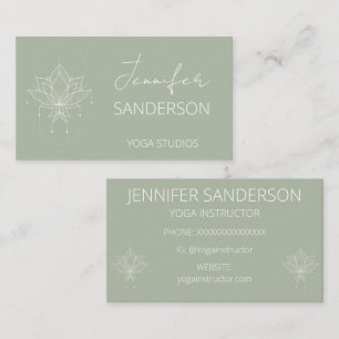 Carte De Visite Instructeur de Yoga Sage Green Boho Floral Lotus