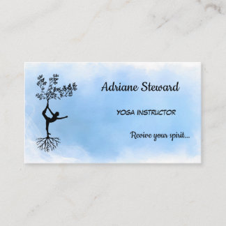 Carte De Visite Instructeur de Yoga Silhouette Bleu Aquarelle tend