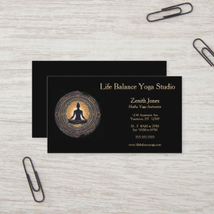 Carte De Visite Instructeur de Yoga Studio Gold et Black