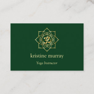 Carte De Visite Instructeur de Yoga vert Gold & Forest  