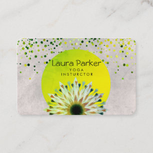 Carte De Visite Instructeur de Yoga vert Lotus Fleur Aquarelle