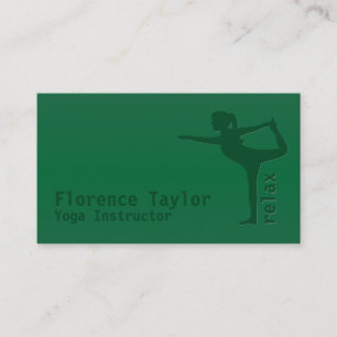 Carte De Visite Instructeur de yoga vert minimaliste relaxant