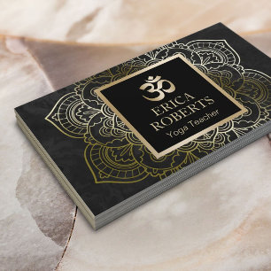 Carte De Visite Instructeur de Yoga Vintage Gold Mandala & Om