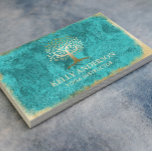 Carte De Visite Instructeur de Yoga Vintage Turquoise Gold Tree<br><div class="desc">Instructeur de Yoga Vintage Turquoise Gold Tree Cartes de visite.</div>