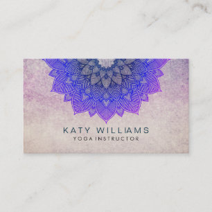Carte De Visite Instructeur de Yoga violet Lotus Fleur Aquarelle