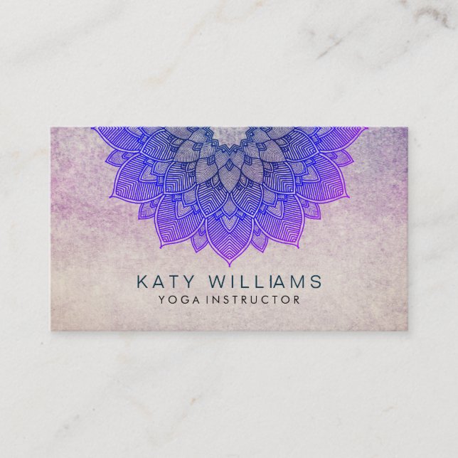 Carte De Visite Instructeur de Yoga violet Lotus Fleur Aquarelle (Devant)