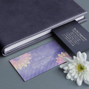 Carte De Visite Instructeur de Yoga violet Rose Gold Mandala