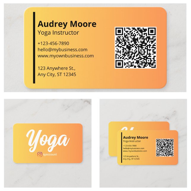 Carte De Visite Instructeur de yoga Yoga Studios Professionnel (Yoga Instructor Yoga Studios Professional Business Card
)