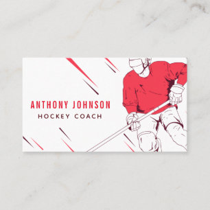 Carte De Visite Instructeur d'entraîneur de hockey sur glace Red C