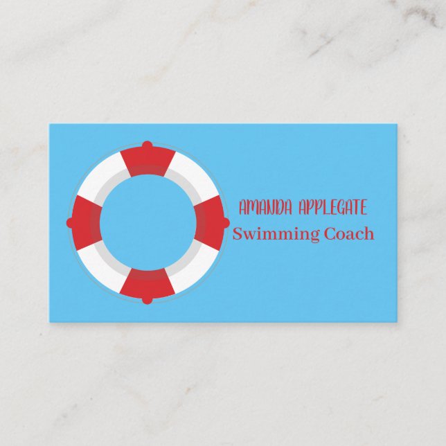 Carte De Visite Instructeur d'entraîneur de natation bleue (Devant)