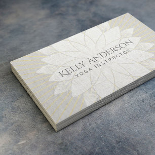 Carte De Visite Instructeur Lotus blanc élégant de yoga floral