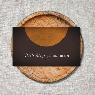 Carte De Visite Instructeur orange Brown de yoga de minimaliste