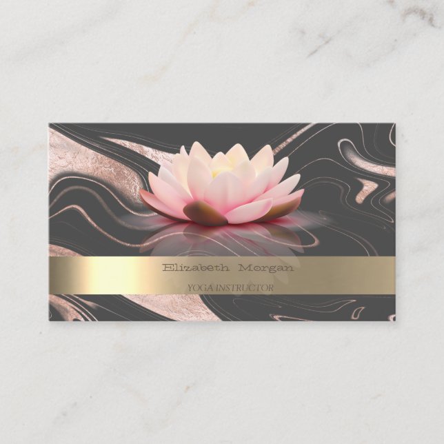 Carte De Visite Instructeur professionnel Lotus Gold Stripe Yoga (Devant)