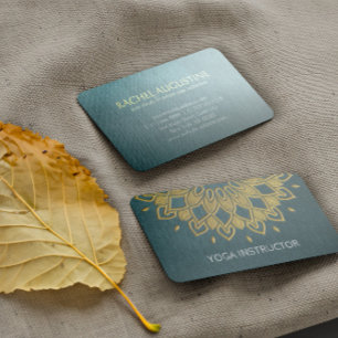 Carte De Visite Instructeur YOGA Broderie Chic Vert or Floral