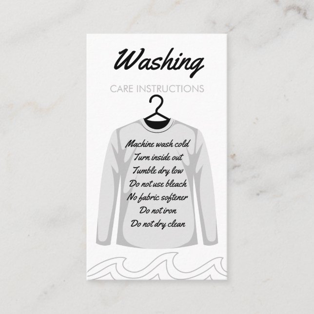 Carte De Visite Instruction de lavage pour chemise à manches longu (Devant)