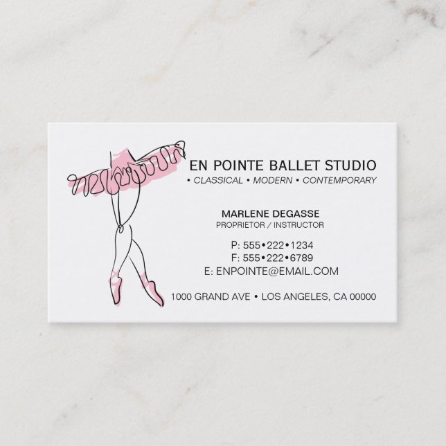 Carte De Visite Instruction de l'école de ballet Danse (Devant)