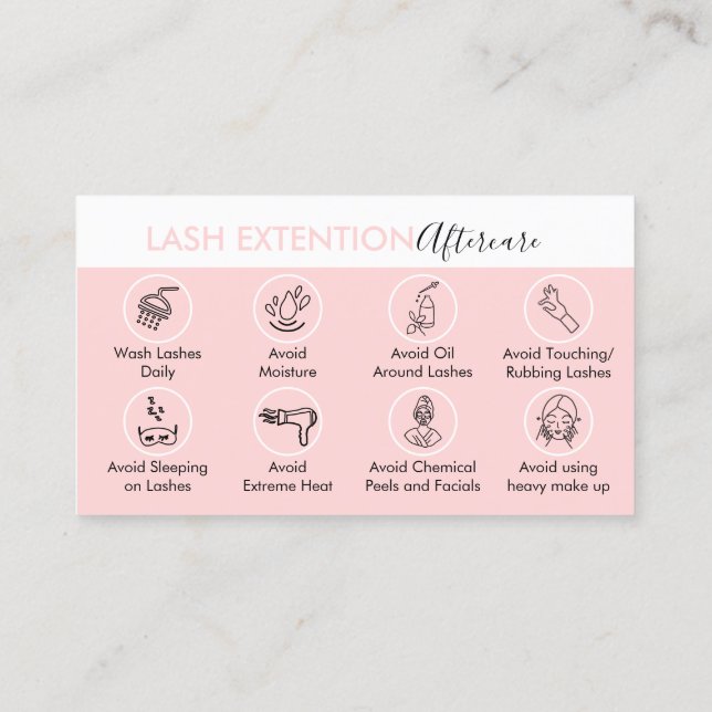 Carte De Visite Instruction de soins après extension de cils (Dos)