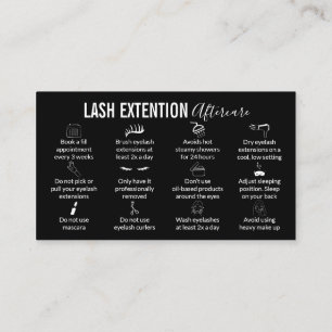 Carte De Visite Instruction de soins après extension de cils Black