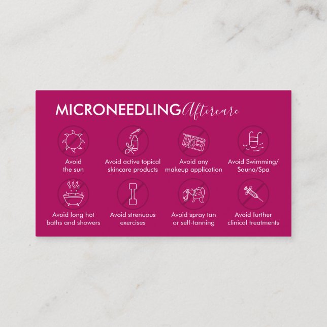 Carte De Visite Instruction de soins post-microneedling Pink Dark (Dos)