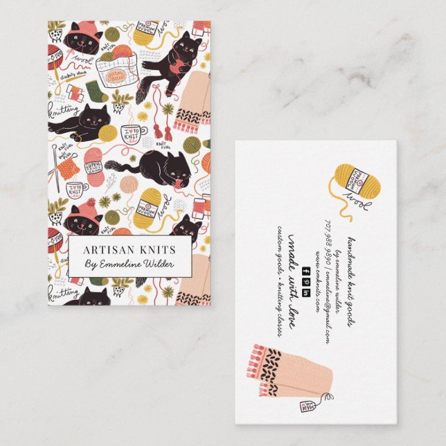 Carte De Visite Instruction Tricot Et Tricot (Devant / Derrière)