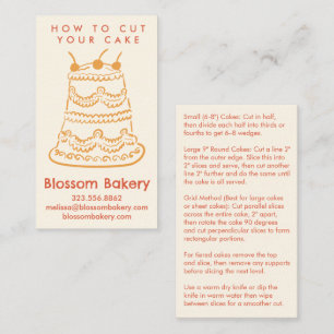 Carte De Visite Instructions de découpe de gâteau Boulangerie Dess