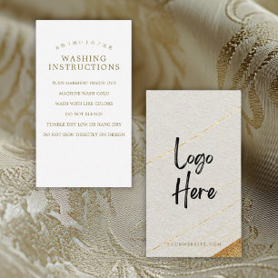 Carte De Visite Instructions de lavage de logo en or blanc moderne