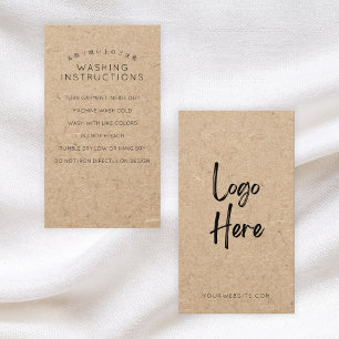 Carte De Visite Instructions de lavage du logo sur papier kraft ru