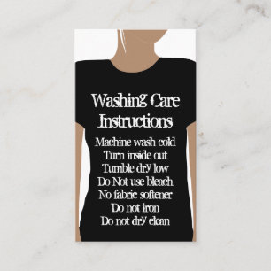 Carte De Visite Instructions de lavage pour chemise noire et blanc